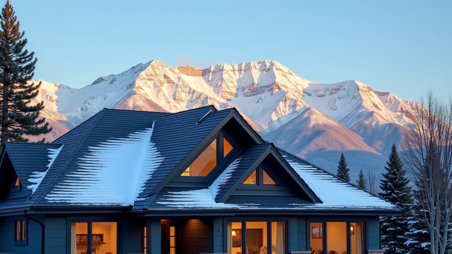A Salt Lake City, UT home with a new roof beneath the snow-capped Wasatch mountains